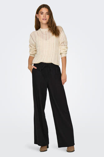 Pantalon noir JDY, à jambes larges et avec cordon de serrage à la taille.