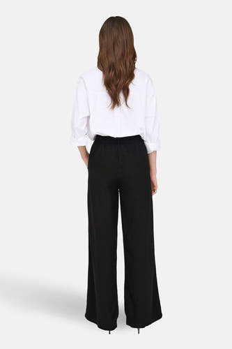 Pantalon noir JDY, à jambes larges et taille élastique.