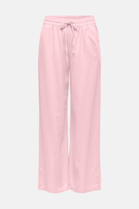 Roze broek van JDY met een elastische tailleband en een trekkoord detail.
