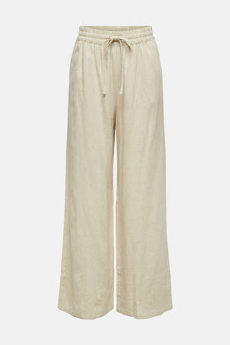 Pantalon beige JDY à jambes larges et taille à cordon de serrage.