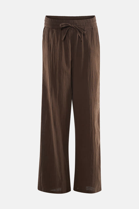 Bruine broek van ONLY, met een elastische tailleband en een losse, comfortabele pasvorm.