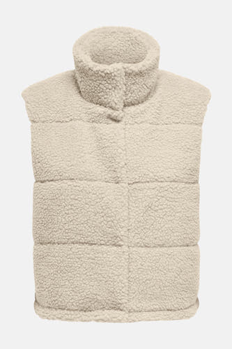 Ecru bodywarmer van ONLY®, gewatteerd en met een hoge kraag.