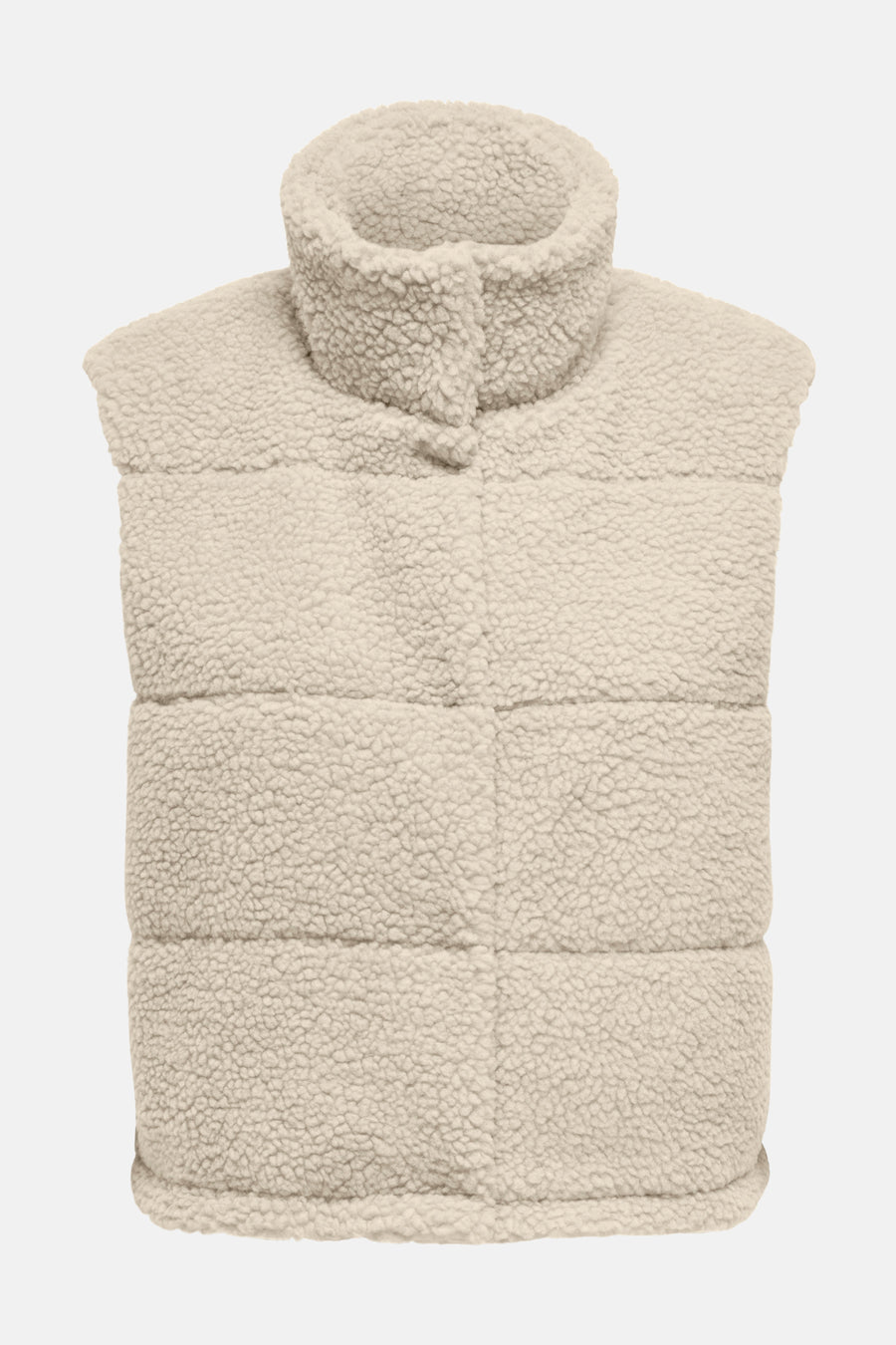 Ecru bodywarmer van ONLY®, gewatteerd en met een hoge kraag.