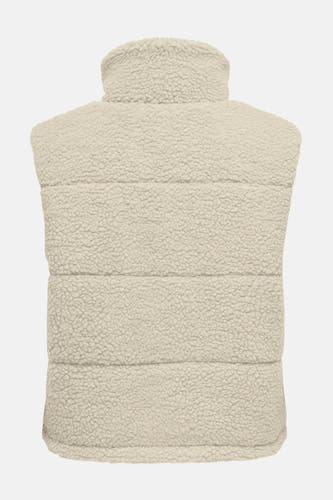 Ecru bodywarmer van ONLY® met een kraag en gewatteerde textuur.