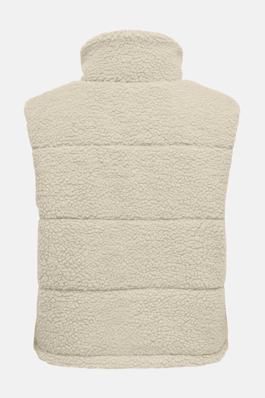Ecru bodywarmer van ONLY® met een kraag en gewatteerde textuur.