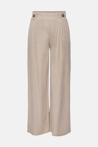 Pantalon beige de JDY, avec jambes larges et détails de boutons à la ceinture.
