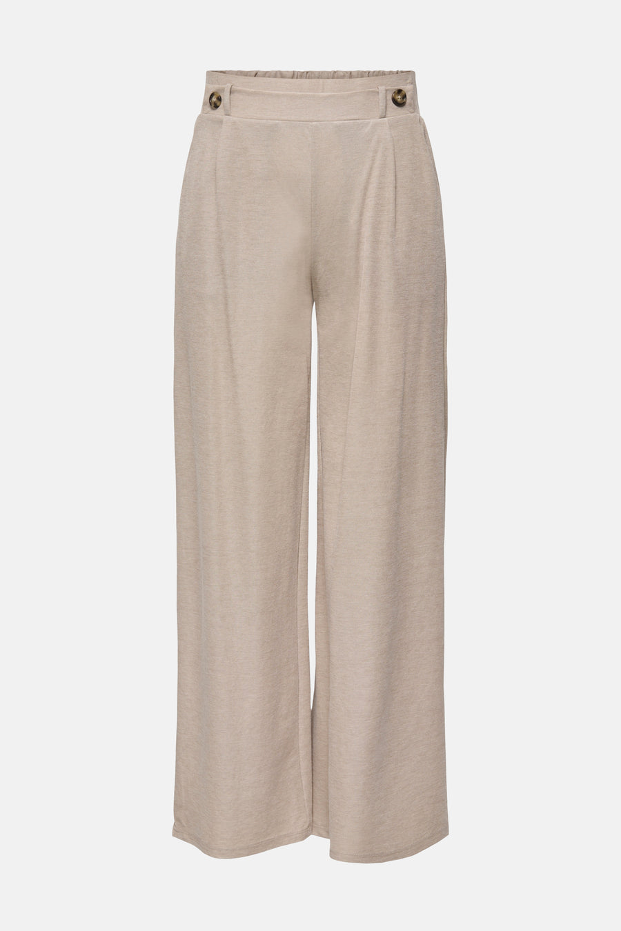 Pantalon beige de JDY, avec jambes larges et détails de boutons à la ceinture.
