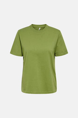 T-shirt vert de ONLY à manches courtes, col rond et tissu uni.