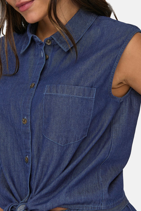 Blouse (zonder mouwen) Mid blue denim - JDY