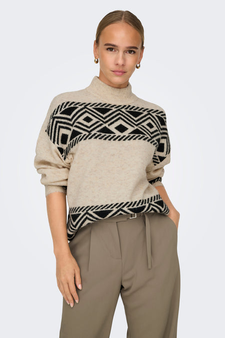 Pull met rolkraag - ecru