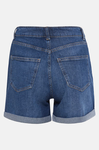 Mid blue denim short van ONLY, met omgeslagen pijpen en achterzakken.