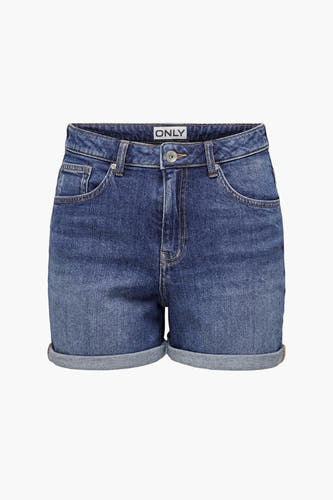 Blauwe denim short van ONLY, met opgerolde pijpen en zakken.