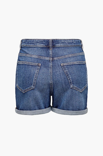 Denim short van ONLY® in midblauw, met achterzakken en omgeslagen pijpen.