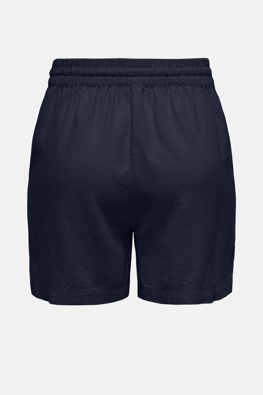 Donkerblauwe short van JDY, gezien van achteren met een elastische tailleband.