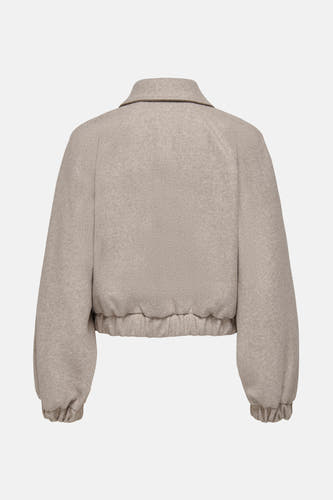 Manteau court beige d'ONLY, avec des manches longues et un bord élastique.