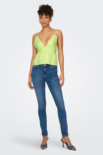 Groene blouse zonder mouwen van ONLY, met een diepe V-hals en een geplooide zoom.