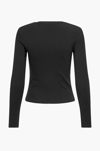 Zwart T-shirt met lange mouwen van ONLY, effen, met lange mouwen.