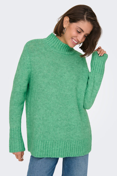 Gilet vert de ONLY® avec une texture douce, des manches longues et des détails côtelés.