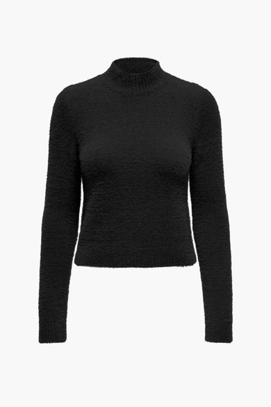 Pull-over noir avec col montant d'ONLY, en tissu bouclé.