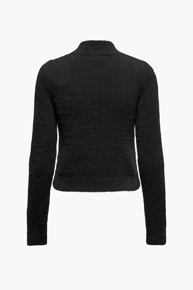 Pull noir avec col montant de ONLY, en tissu bouclé.