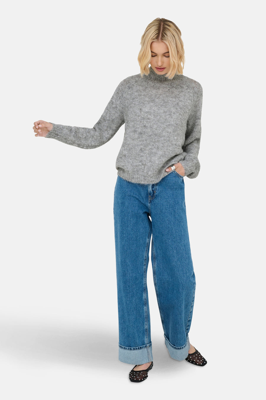 Pull met rolkraag - grijs - JDY