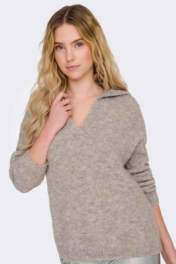 Pull col V Beige - ONLY®