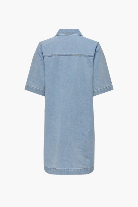Kleedje met korte mouwen - light blue denim