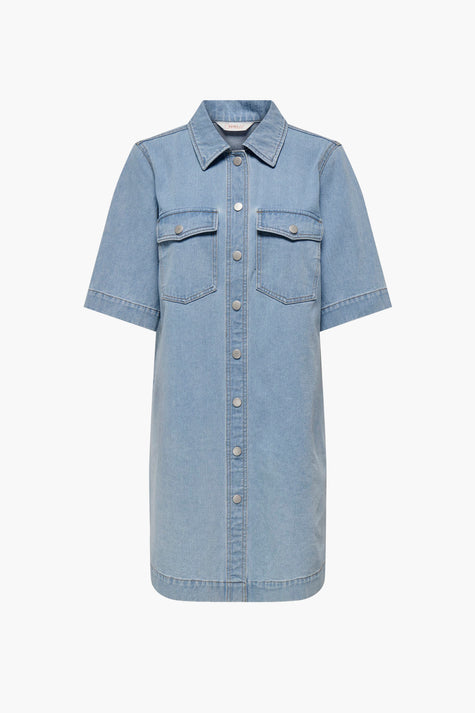 Kleedje met korte mouwen - light blue denim