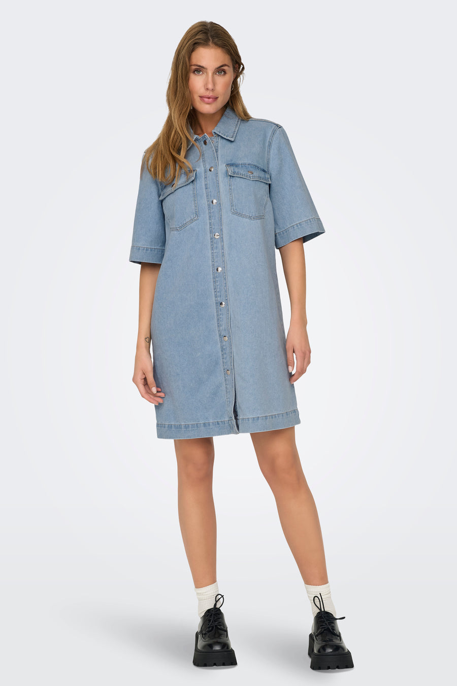 Kleedje met korte mouwen - light blue denim - ONLY®