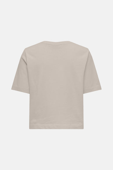 Ecru T-shirt met korte mouwen van ONLY, effen en eenvoudig ontwerp.