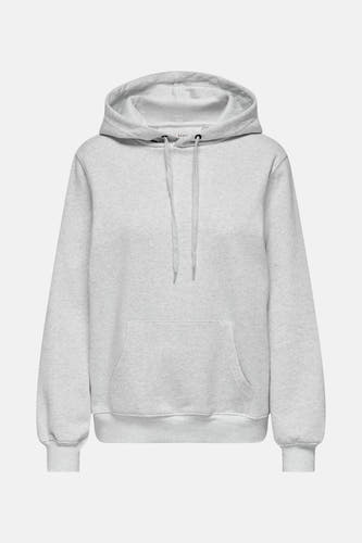 Grijze sweater met kap van ONLY, met lange mouwen, een buidelzak en trekkoorden.
