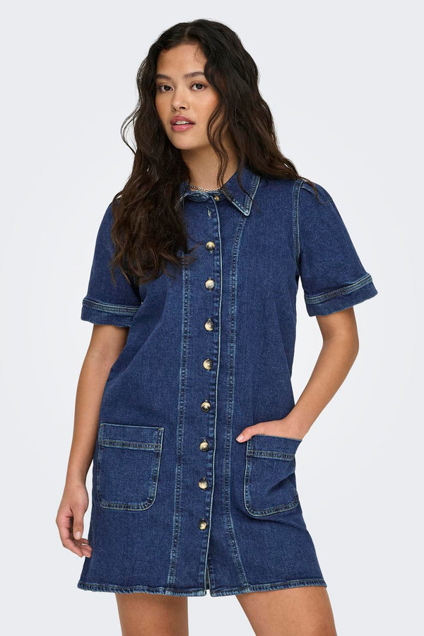 Kleedjes (korte mouwen) Dark blue denim - ONLY®