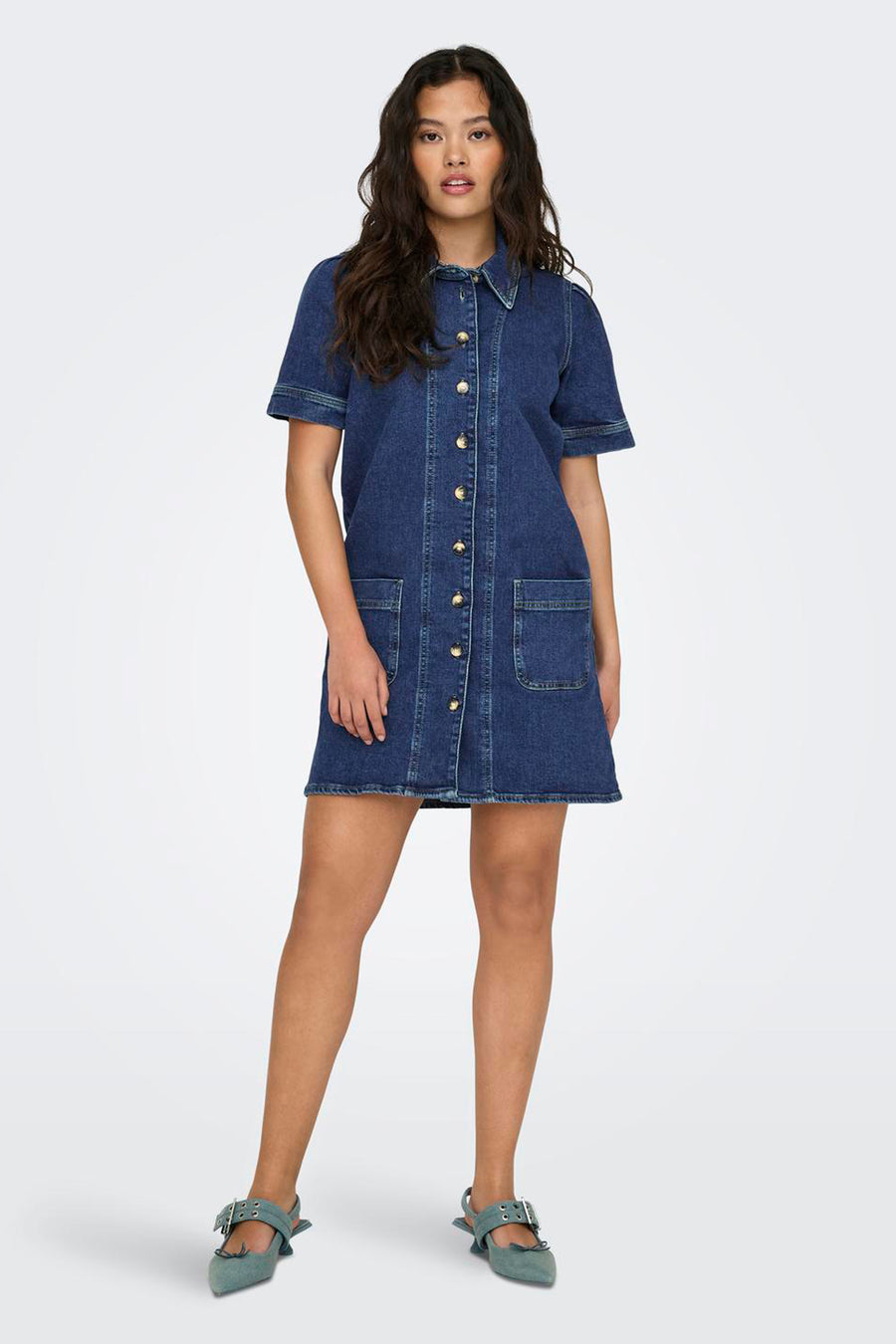 Kleedje met korte mouwen - dark blue denim - ONLY®