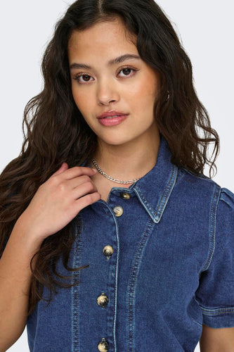 Kleedje met korte mouwen - dark blue denim - ONLY®