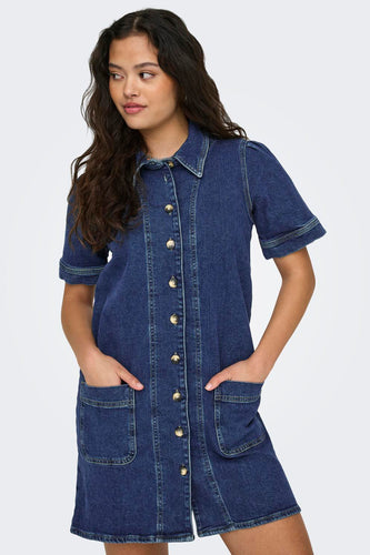Kleedje met korte mouwen - dark blue denim - ONLY®