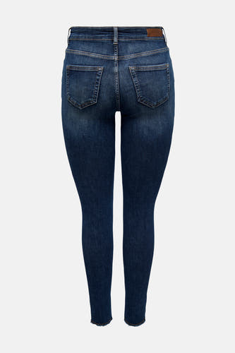 Skinny jeans van donkerblauw denim, van ONLY, met klassieke zakken en raw-cut enkels.