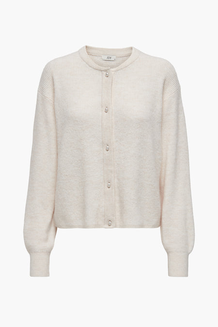 Ecru cardigan van JDY met parelmoer knopen en lange mouwen.
