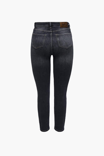 Zwarte mom jeans van ONLY, met achterzakken en een leren merklabel.