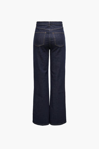 Jean délavé bleu marine d'ONLY, avec des poches arrière et des surpiqures contrastantes.