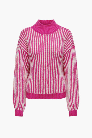 Gilet rose de JDY avec des rayures verticales en tissu côtelé.