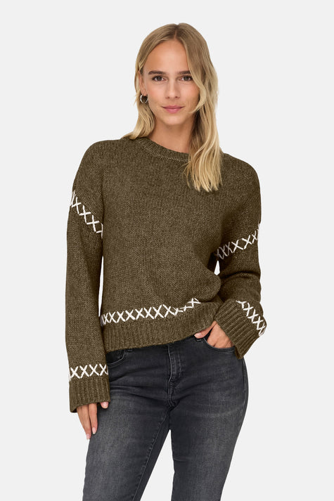 ONLAMANDA LIFE LS O-NECK DETAIL KNT NOOS