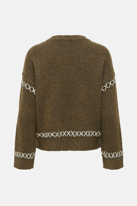 Pull met ronde hals - Kaki