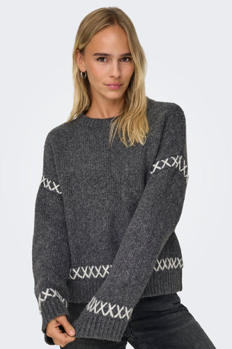 Pull met ronde hals - grijs - ONLY®
