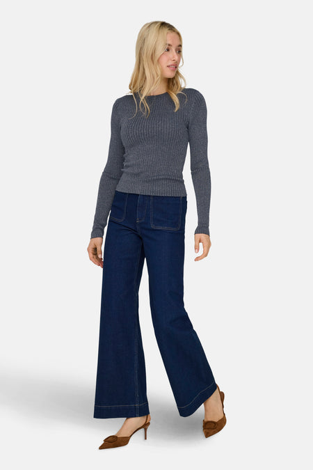 Pull met ronde hals - blauw