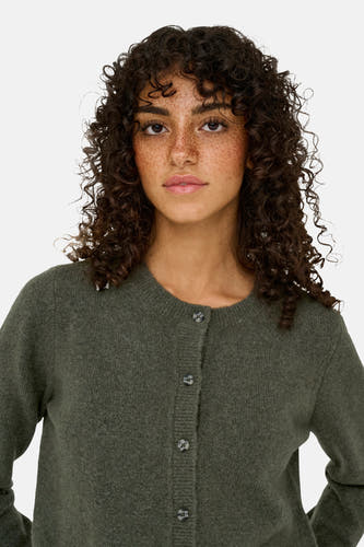 Kaki vest van JDY, met lange mouwen en knoopsluiting.