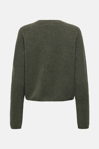 Kaki cardigan van JDY, met lange mouwen en een fijngebreide textuur.
