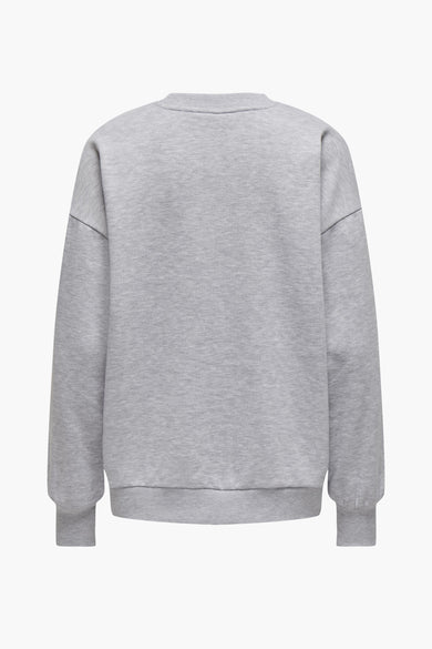Pull gris à col rond de ONLY, dos avec longues manches et bordures côtelées.