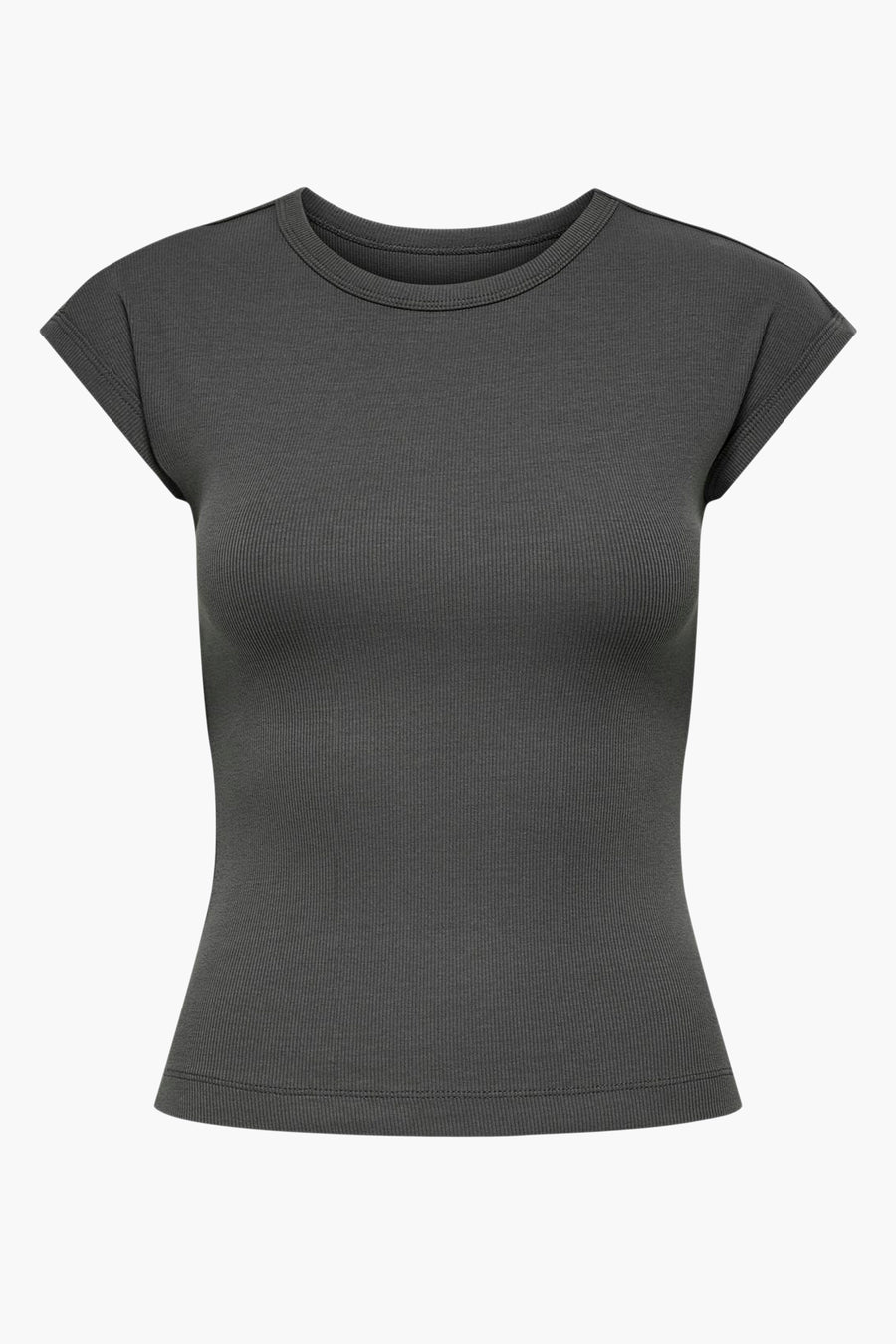 T-shirt gris à manches courtes de ONLY, avec une fine structure en côtes.
