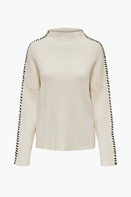 ONLQUEENIE LS CONTRAST HIGH NECK PRM KNT