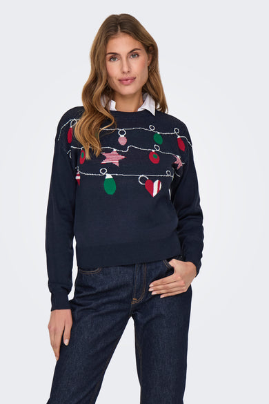 ONLXMAS LS BALLOON O-NECK BOX KNT